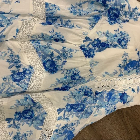 Altar'd State Blue and White Floral Skirt - Picture 5 of 9
